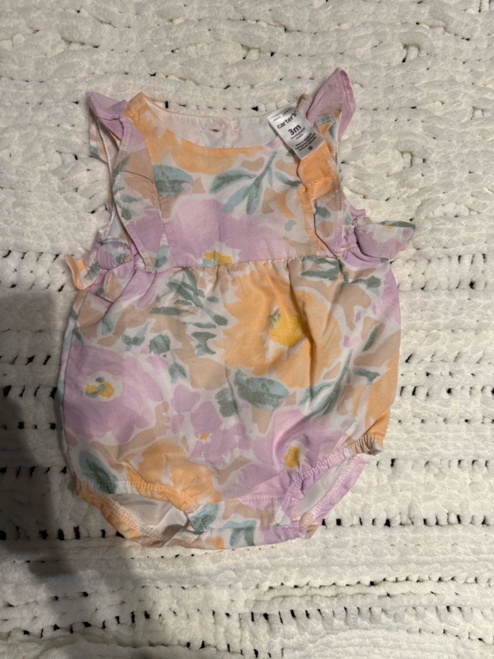 Carter's Pastel Floral Ruffle Romper in Lavender, Peach & Mint